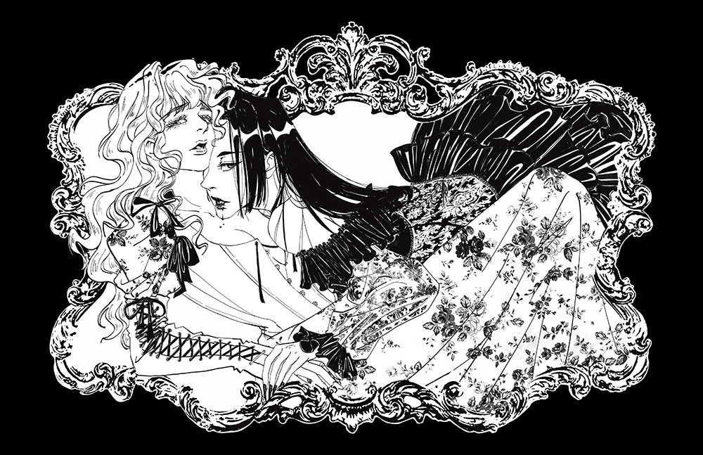 Digital illustration of Laurianne's first vampire bite by Camellia