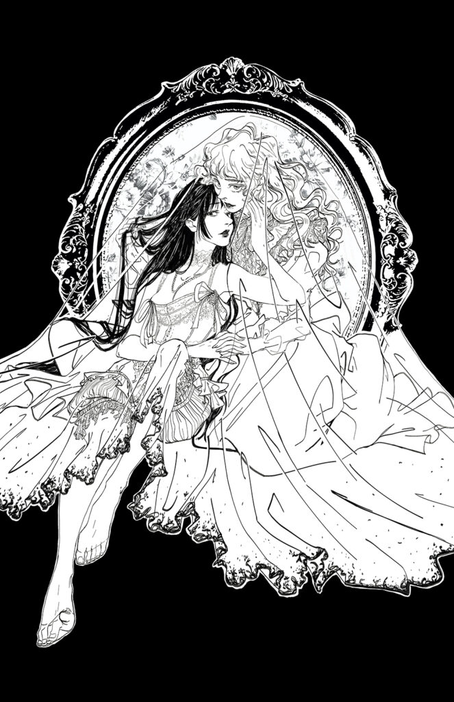 Digital illustration of Laurianne and Camellia's honeymoon