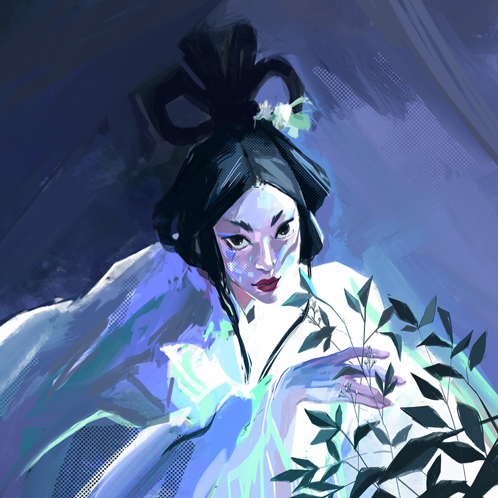 Digital illustration of woman in hanfu