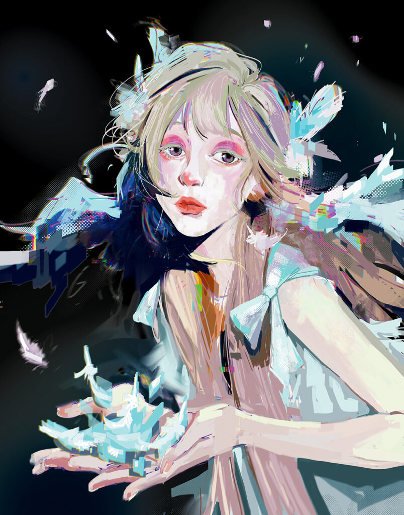Digital illustration of an angel