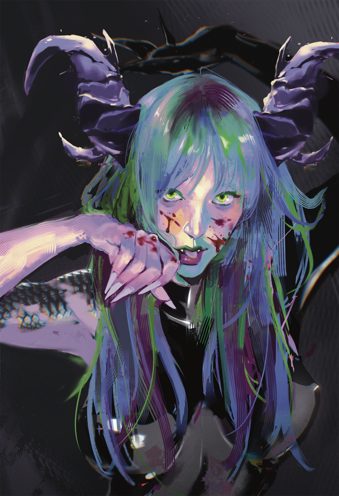 Digital illustration of a dragon girl