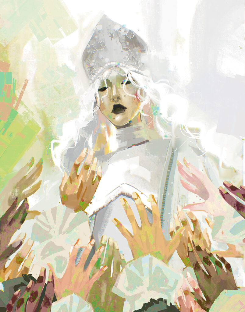 Digital illustration of a female bishop
